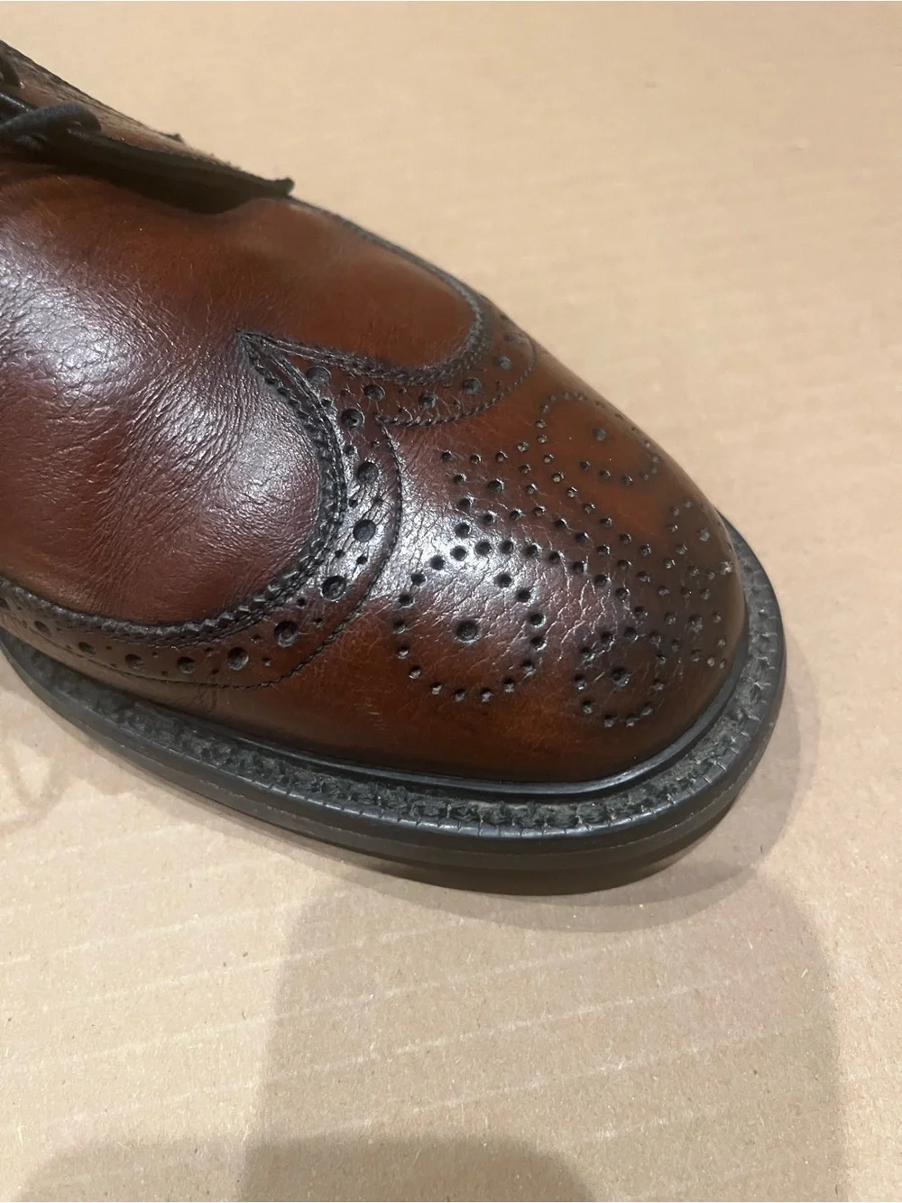 Vintage Brown Wingtip Brogue Leather Derby Dress Shoes